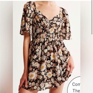 Abercrombie Smocked Flowy Floral Angel Sleeve Mini Dress